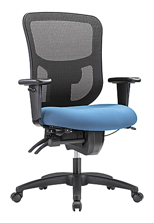 WorkPro® 9500XL Series Big & Tall Ergonomic Mesh/Premium Fabric Mid-Back Chair, Black/Sky Blue, BIFMA Compliant