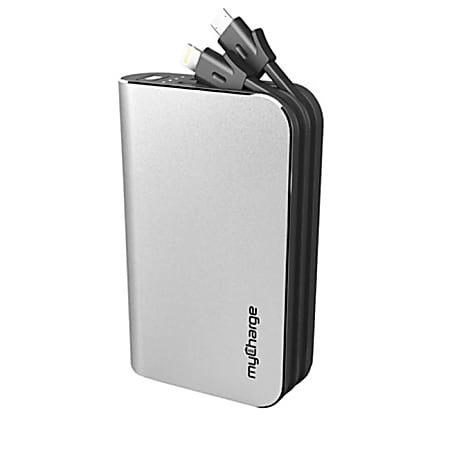 myCharge® HubUltra Portable Battery Charger For Lightning™, Micro-USB And USB Devices, Silver, HB12V