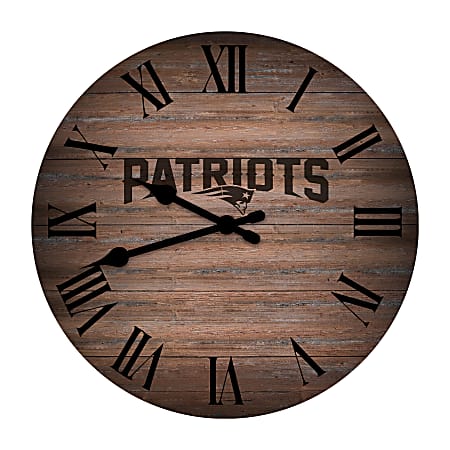 Imperial NFL Rustic Wall Clock, 16”, New England Patriots