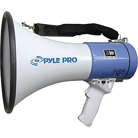 Pyle Professional Piezo 50W Dynamic Megaphone, 9-1/2”H x 9-1/4”W x 13-1/2”D, White