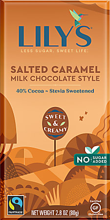 Lily's Salted Caramel Milk Chocolate Bars, 2.8 Oz, Pack Of 12 Bars