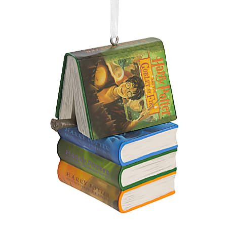 Hallmark Resin Christmas Ornament, 2-3/4” x 2-1/2” x 1-3/4”, Harry Potter Books and Wand