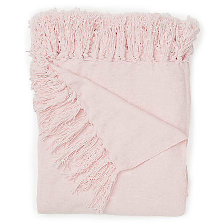 Dormify Lily Chenille Knit Tassel Throw Blanket, Blush