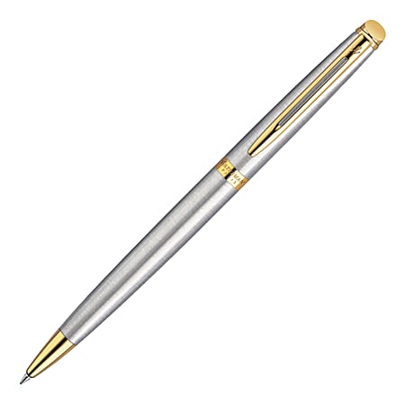 Waterman® Hemisphere Ballpoint Pen, Medium Point, 1.0 mm, Gold/Silver Barrel, Blue Ink