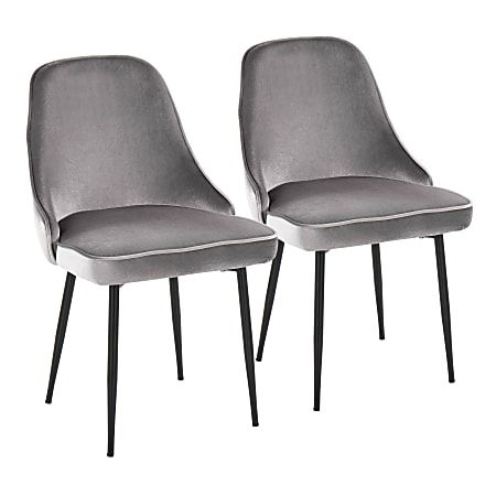 LumiSource Marcel Contemporary Dining Chairs, Black/Silver, Set Of 2 Chairs