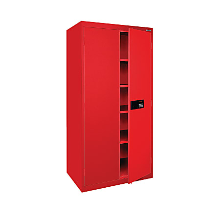 Sandusky® Keyless Electronic Storage Cabinet, 72"H x 36"W x 18"D, Red