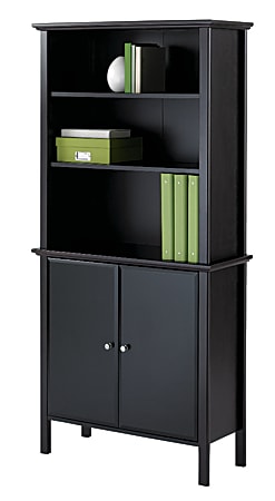 Realspace® Chase 63"H Bookcase With Doors, Dark Chestnut