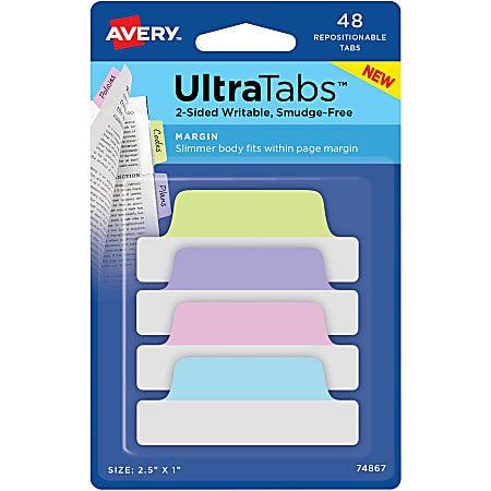 Avery UltraTabs - 48 Marque-pages/onglets adhésifs - couleurs assorties Pas  Cher | Bureau Vallée
