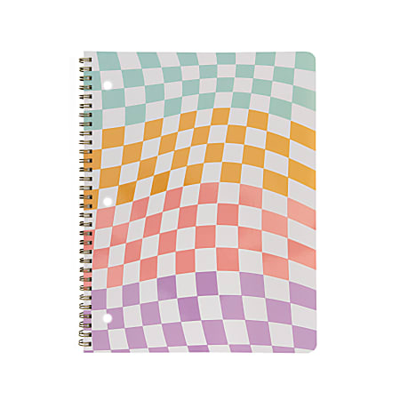 Eccolo Lena + Liam Back To School Notebook, 8-1/2" x 11", 1 Subject, College Rule, 80 Sheets, Wavy Checkerboard