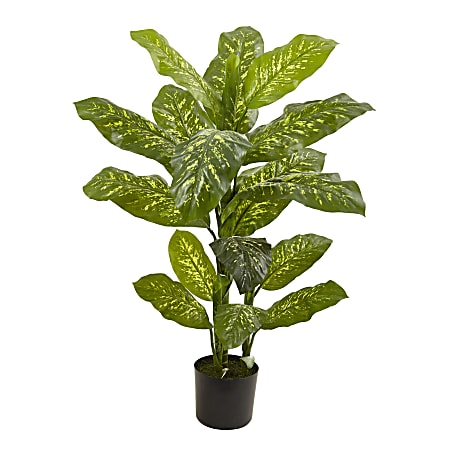 Nearly Natural Dieffenbachia 48”H Artificial Real Touch Plant With Pot, 48”H x 36”W x 34”D, Green