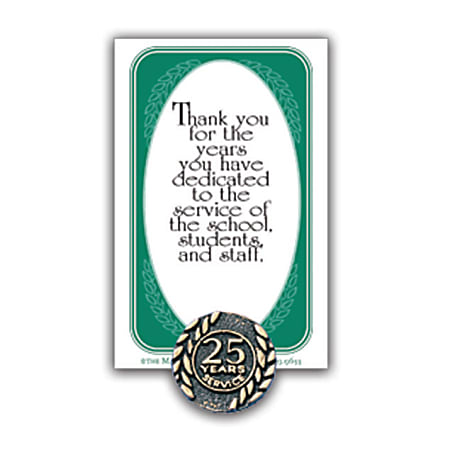25 Years Of Service Lapel Pin, 5/8", Antique Gold