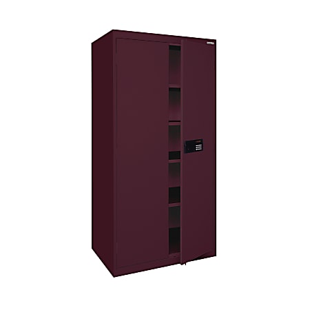 Sandusky® Keyless Electronic Storage Cabinet, 72"H x 36"W x 18"D, Burgundy