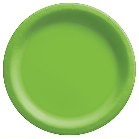 Amscan Round Paper Plates, 10”, Kiwi Green, 20 Plates Per Pack, Case Of 4 Packs
