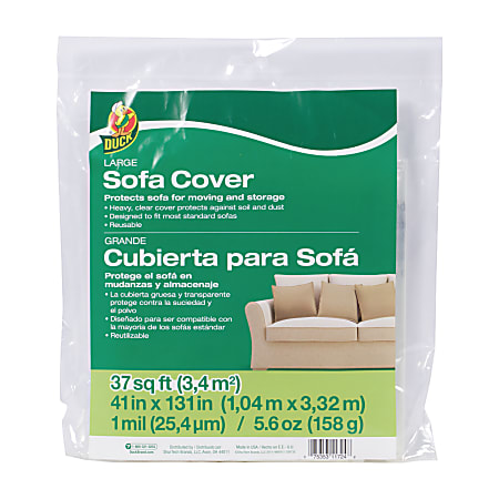 Duck Large Sofa Cover 41 x 131 Clear Office Depot