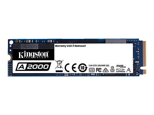 Kingston A2000 - SSD - encrypted - 1 TB - internal - M.2 2280 - PCIe 3.0 x4 (NVMe) - 256-bit AES - for Intel Next Unit of Computing 12 Enthusiast Mini PC - NUC12SNKi72VA