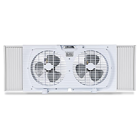 BLACK+DECKER 2-Speed Twin Window Fan With Adjustable Side Panels, 12-5/8”H x 11-5/16”W x 23-5/8”D, White
