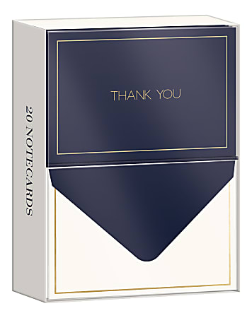 Lady Jayne Professional Thank You Note Cards With Envelopes 3 12 x 5 Navy  Pack Of 20 Cards - Office Depot