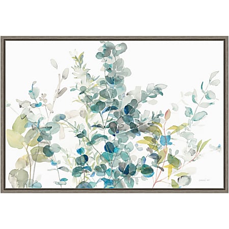 Amanti Art Eucalyptus I White Crop by Danhui Nai Framed Canvas Wall Art Print, 16”H x 23”W, Greywash