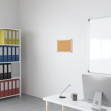 Flash Furniture Cork Board, 11 3/4" x 17 3/4", Aluminum Frame With Silver Finish