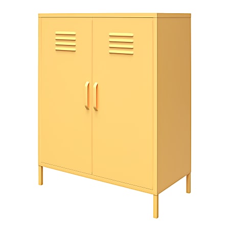 Ameriwood™ Home Cache 2-Door Metal Locker Storage Cabinet, 40”H x 31-1/2”W  x 15-3/4”D, Yellow