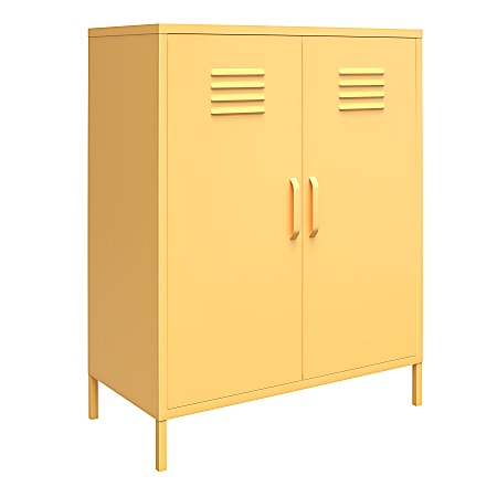 Ameriwood™ Home Cache 2-Door Metal Locker Storage Cabinet, 40”H x 31-1/2”W  x 15-3/4”D, Yellow