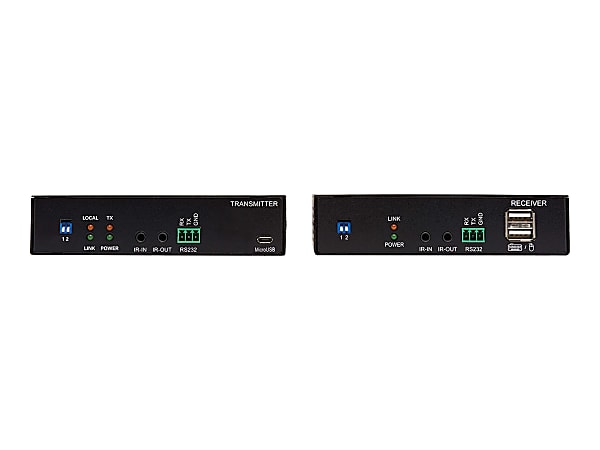 Tripp Lite HDMI over Fiber Extender Kit - 4K @ 60 Hz, HDR, RS-232, IR, USB, Duplex Multimode LC, 985 ft., TAA - Transmitter and receiver