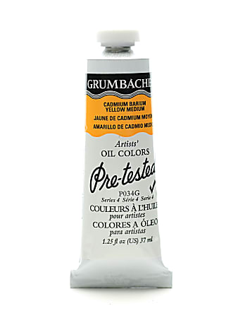 Grumbacher P034 Pre-Tested Artists' Oil Colors, 1.25 Oz, Cadmium Barium Yellow Medium