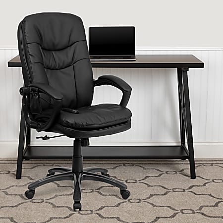 Flash Furniture Ergonomic Bonded LeatherSoft™ High-Back Swivel Massaging Chair, Black