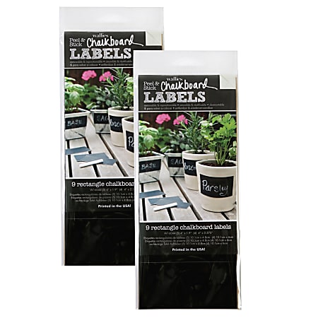 Wallies Rectangle Chalkboard Vinyl Labels, Black, 9 Labels Per Set, Pack Of  2 Sets