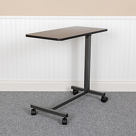 Flash Furniture Adjustable Overbed Table, 44-3/4”H x 30”W x 15”D, Oak/Silvervein