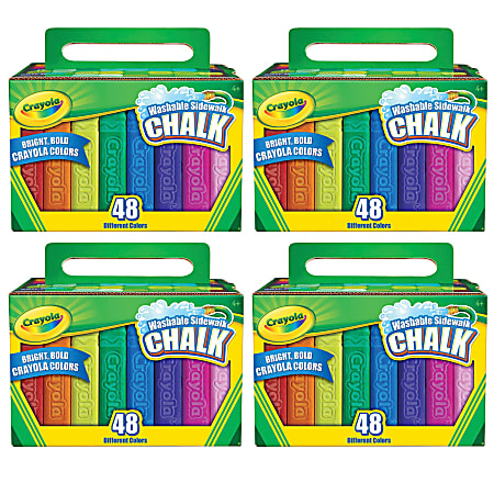 Crayola® Washable Sidewalk Chalk Sticks, Assorted Colors, 48 Sticks Per Box, Case Of 4 Boxes