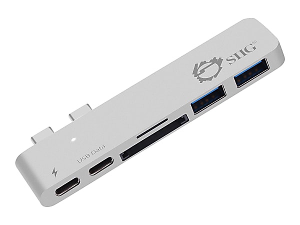 SIIG Thunderbolt 3 USB-C Hub with Card Reader & PD Adapter - Silver - SD, SDHC, SDXC, microSD, TransFlash, MultiMediaCard (MMC), microSDHC, microSDXC - USB Type CExternal