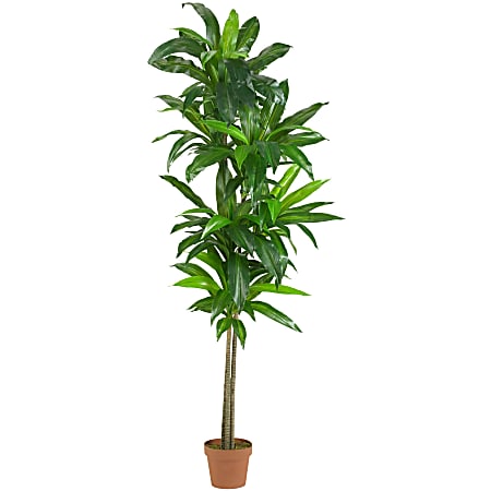 Nearly Natural 6'H Real-Touch Silk Dracaena Plant With Pot, Green