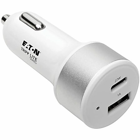 Eaton Tripp Lite Series Dual-Port USB Car Charger with PD Charging - USB Type C (27W) & USB Type A (5V 1A/5W), UL 2089 - U280C02C1A1