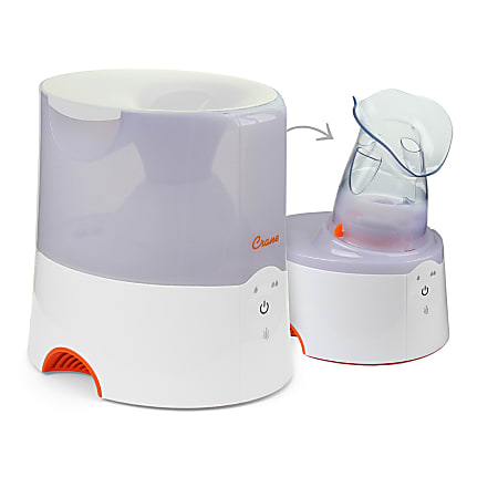 Crane Classic 2-In-1 Warm Mist Humidifier And Steam Inhaler, 6 1/2"H x 8"W x 8 1/2"D, White 