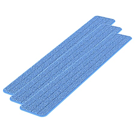 Gritt Commercial Premium Microfiber Hook & Loop Wet Mop Pads, 36", Blue, Pack Of 3 Pads