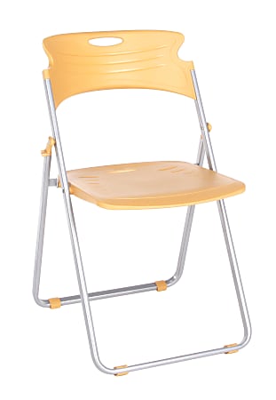 OFM Flexure Plastic Folding Chair, Butterscotch Yellow, Set Of 4
