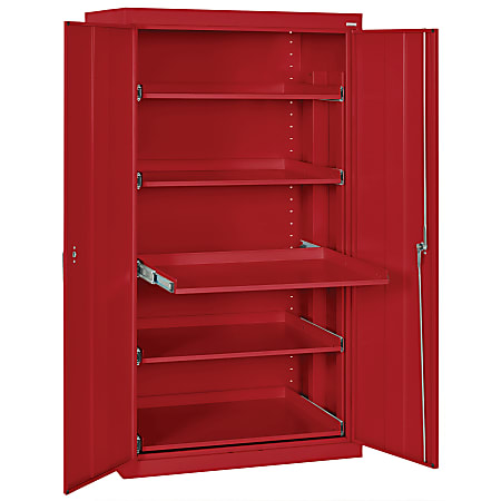 Sandusky® Pull-Out Tray Shelves Storage Cabinet, 66"H x 36"W x 24"D, Red