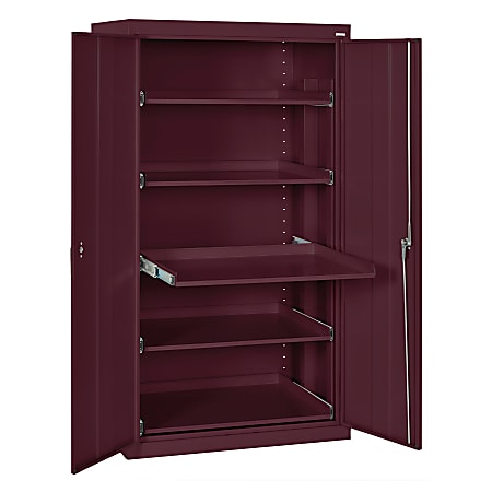 Sandusky® Pull-Out Tray Shelves Storage Cabinet, 66"H x 36"W x 24"D, Burgundy