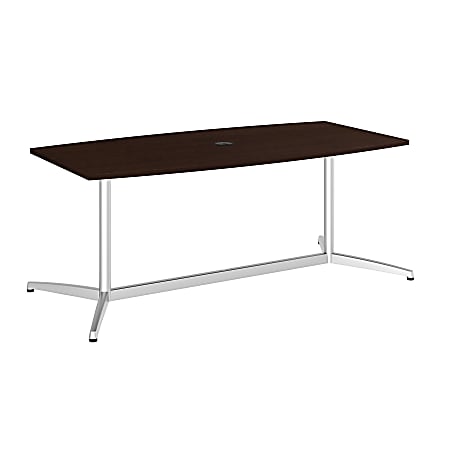 Bush Business Furniture 72"W x 36"D Boat Shaped Conference Table with Metal Base, Mocha Cherry/Silver, Premium Installation