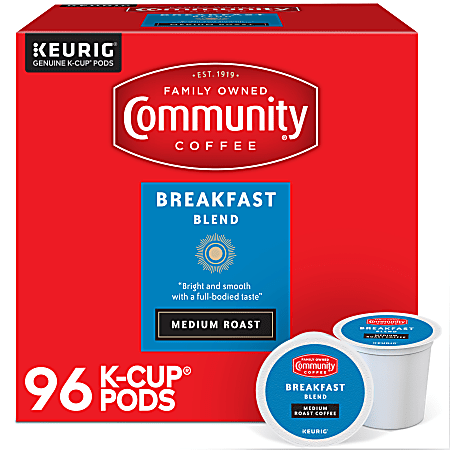 Community Coffee Keurig® Single Serve K-Cup® Pods, Breakfast Blend, Medium Roast, Box Of 96 Pods