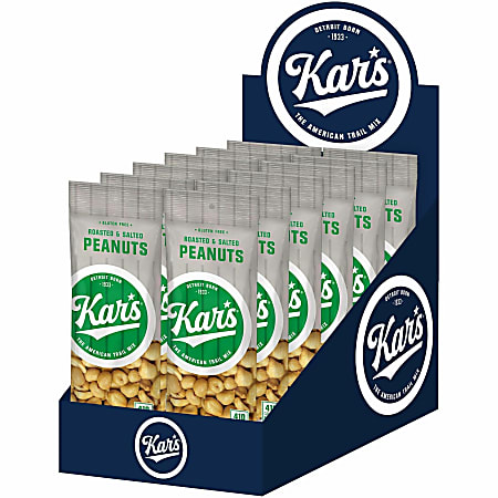 Kar's Nuts Roasted & Salted Peanuts - Gluten-free, Low Sodium - Roasted & Salted - 2.50 oz - 12 / Box Kar's Nuts Roasted & Salted Peanuts - Gluten-free, Low Sodium - Roasted & Salted - 2.50 oz - 12 / Box