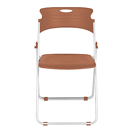 OFM Flexure Plastic Folding Chair, Caramel Brown, Set Of 4