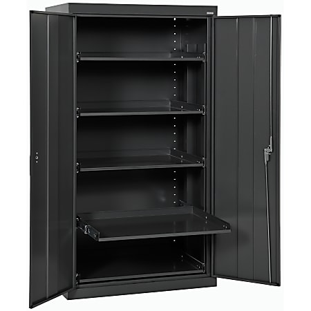 Sandusky® Pull-Out Tray Shelves Storage Cabinet, 66"H x 36"W x 24"D, Black