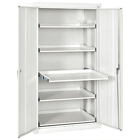 Sandusky® Pull-Out Tray Shelves Storage Cabinet, 66"H x 36"W x 24"D, Standard White