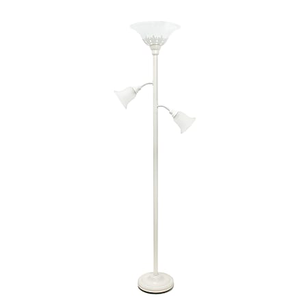 Lalia Home Torchiere Floor Lamp With 2 Reading Lights, 71"H, White