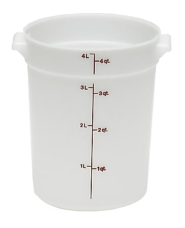 Cambro Poly Round Food Storage Containers, 4 Qt, White, Pack Of 12 Containers