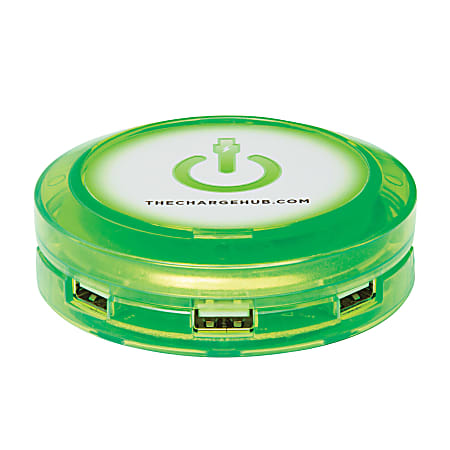 ChargeHub X7 7-Port USB Charger, Round, Edge Glow Green, CRGRD-X7-200