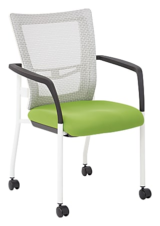 Office Star™ ProGrid Mesh Mid-Back Visitors Chair, White/Green