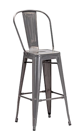 Zuo Modern Elio Bar Chairs, Gunmetal, Set Of 2 Chairs
